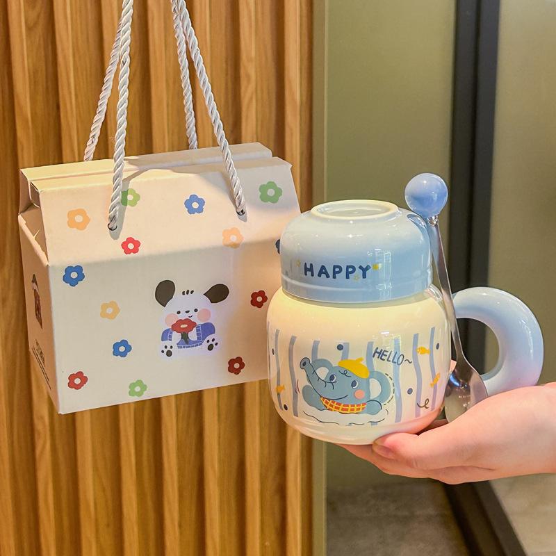 ins cute baby elephant ceramic mug high-value birthday gift for girl girlfriends meaningful souvenir