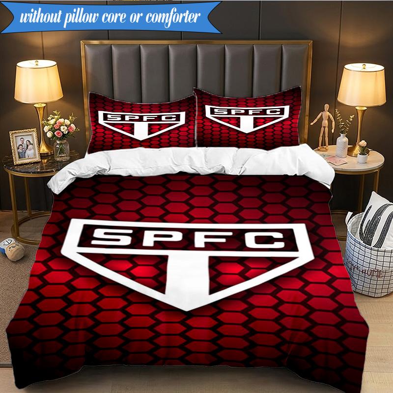 3PCS Paulo Fc Emblem Printed Soft Bedding Set,Including 1pc Duvet Cover And 2pcs Pillowcases Perfect for Bedroom, Dormitory, Fan Gift