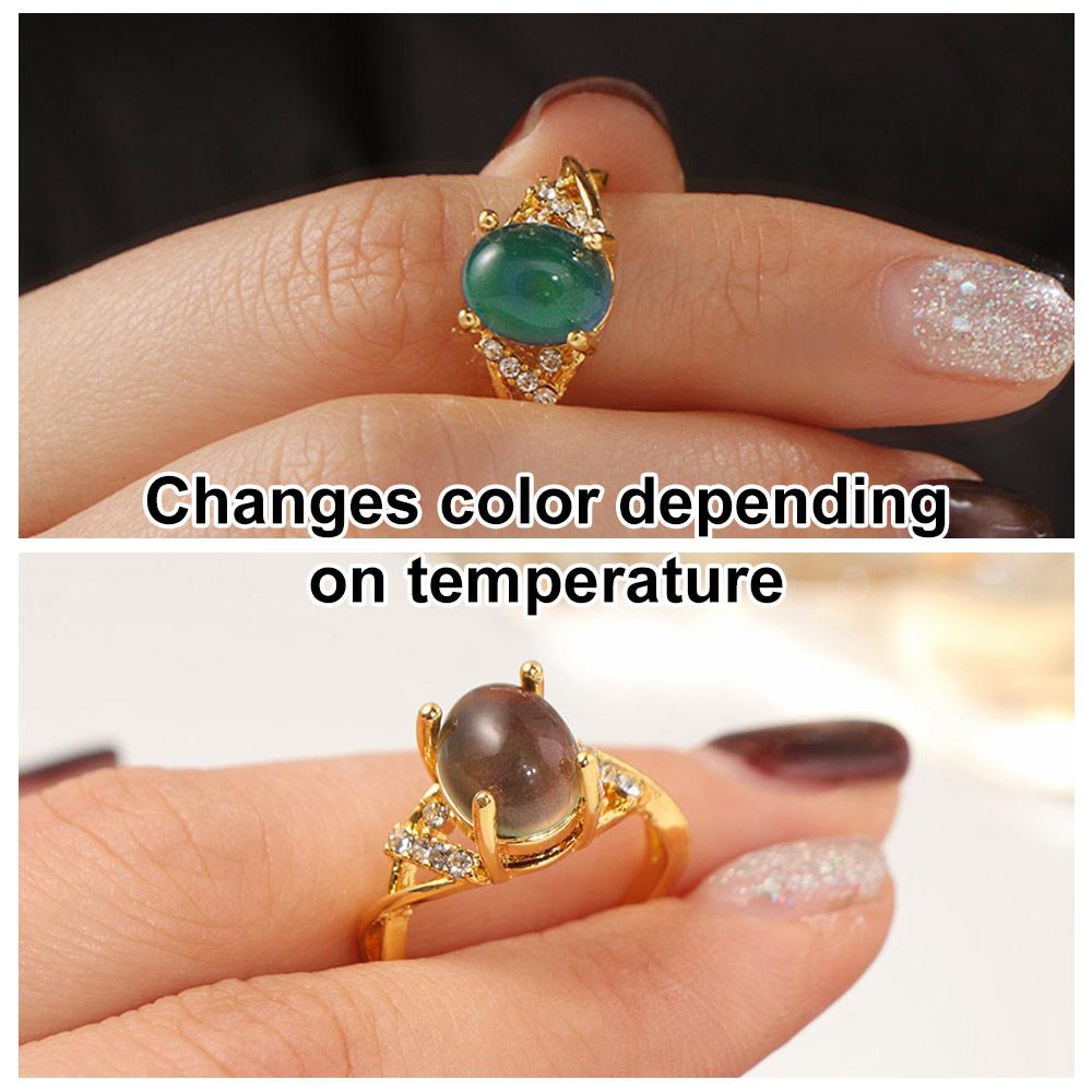 Temperature Control Color Retro Adjustable Mood Rings Oval Color Changing Mood Ring Gift