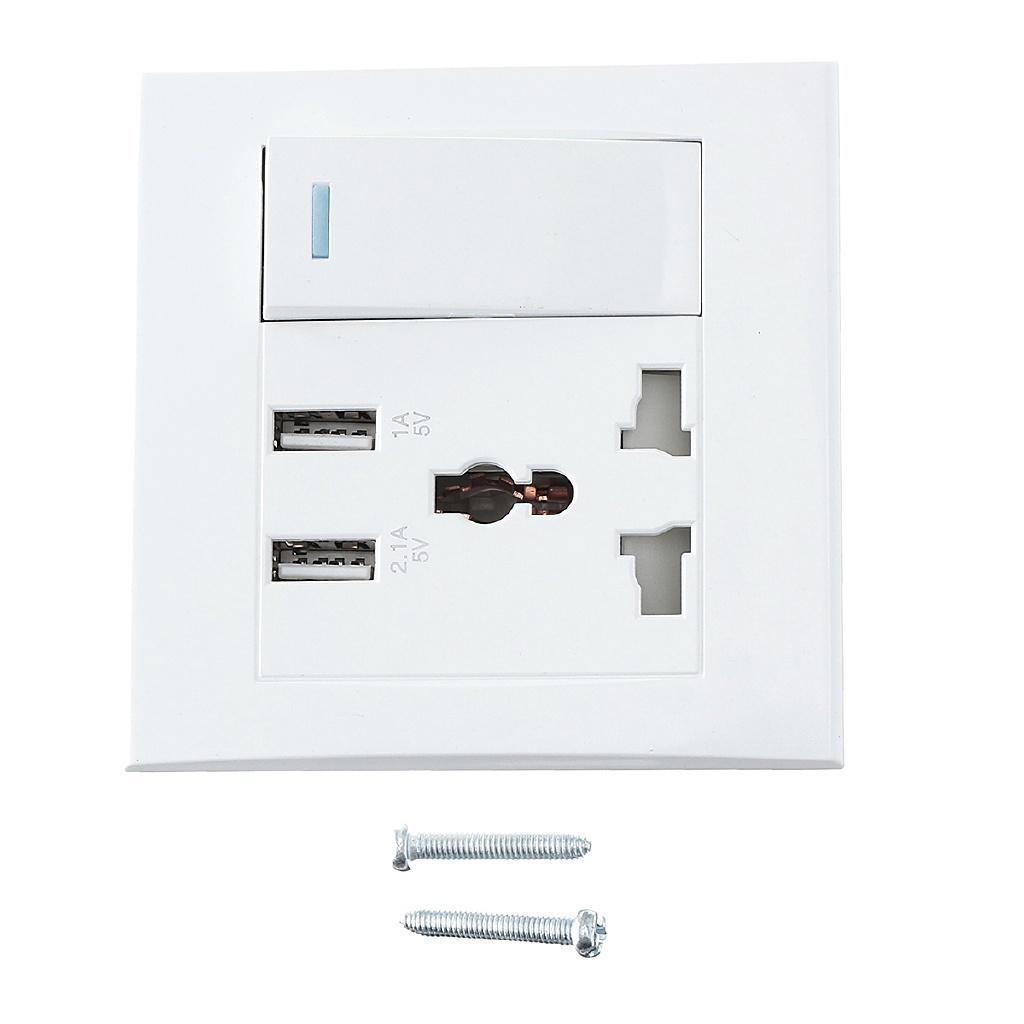 10A Outlet Adapter Port Electrical Equipment Accessories Home Dual USB Plug Power Socket Wall AC DC Charger Switch 86x86mm