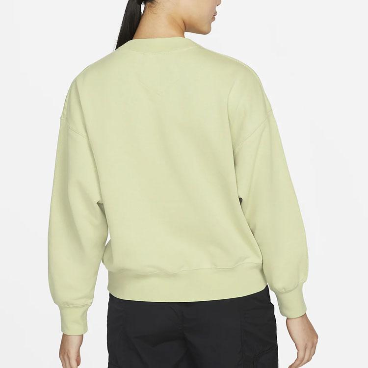 Jordan Logo Knit Crewneck Sweatshirt Women Tops Light-Olive-Green Grey DM5190-371