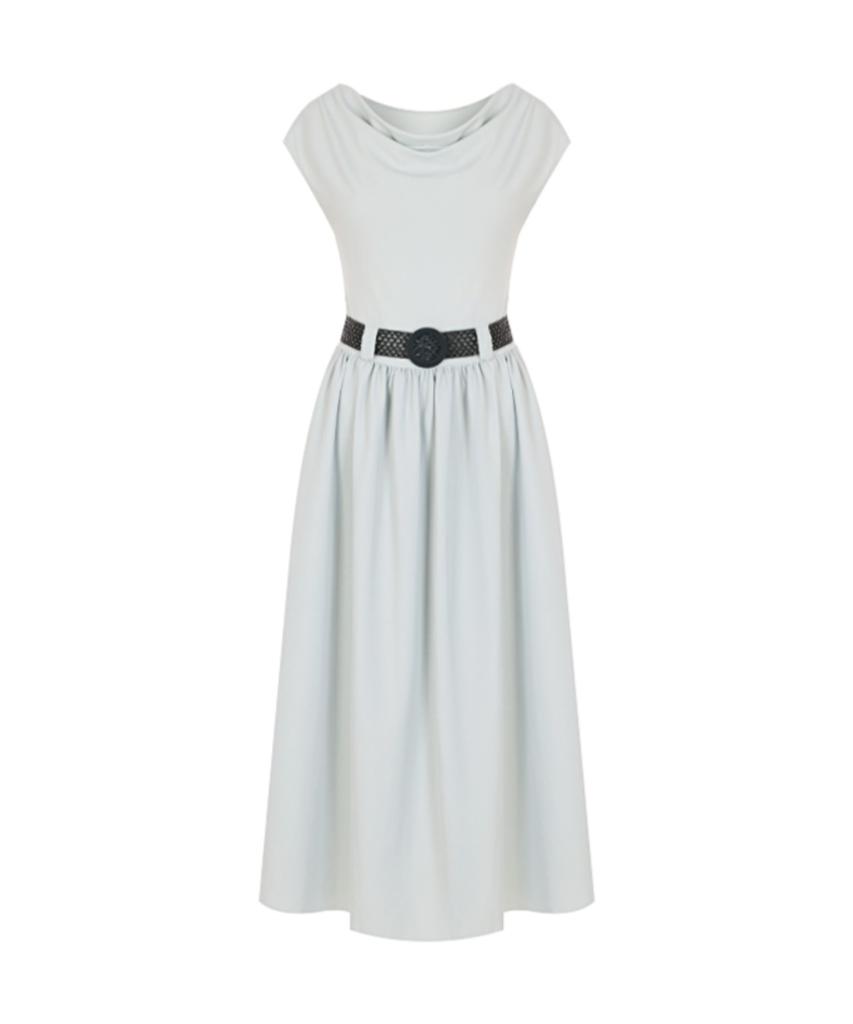 T View Draping Belted Flare Dress_V6B-Cop019