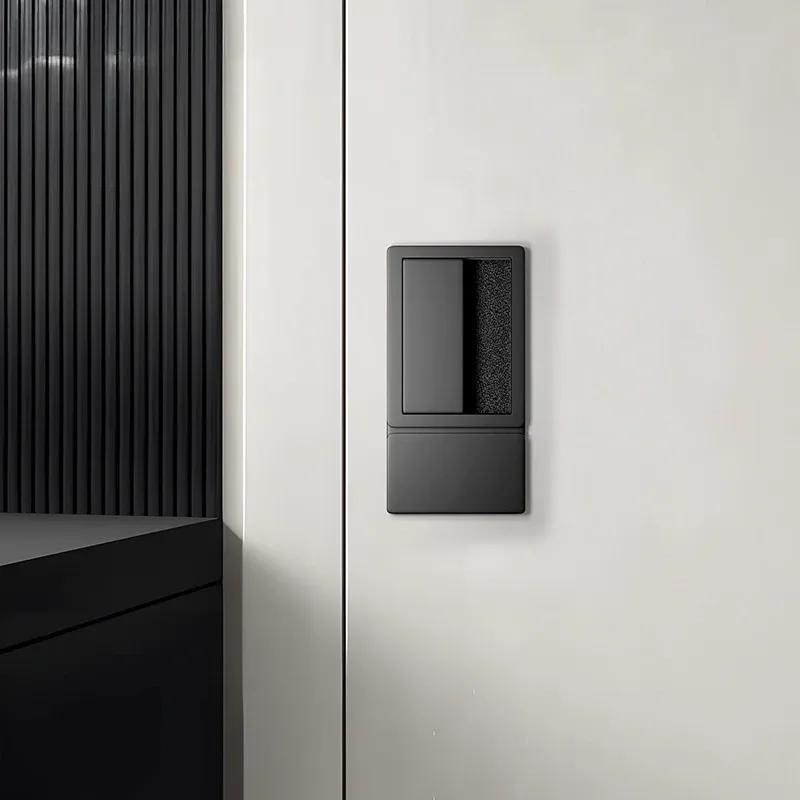 Cerradura de Puerta Magnética de Lengüeta Única Oculta Empotrada con Cierre Plano Minimalista Manija de Puerta Negra para Habitación de Dormitorio Interior
