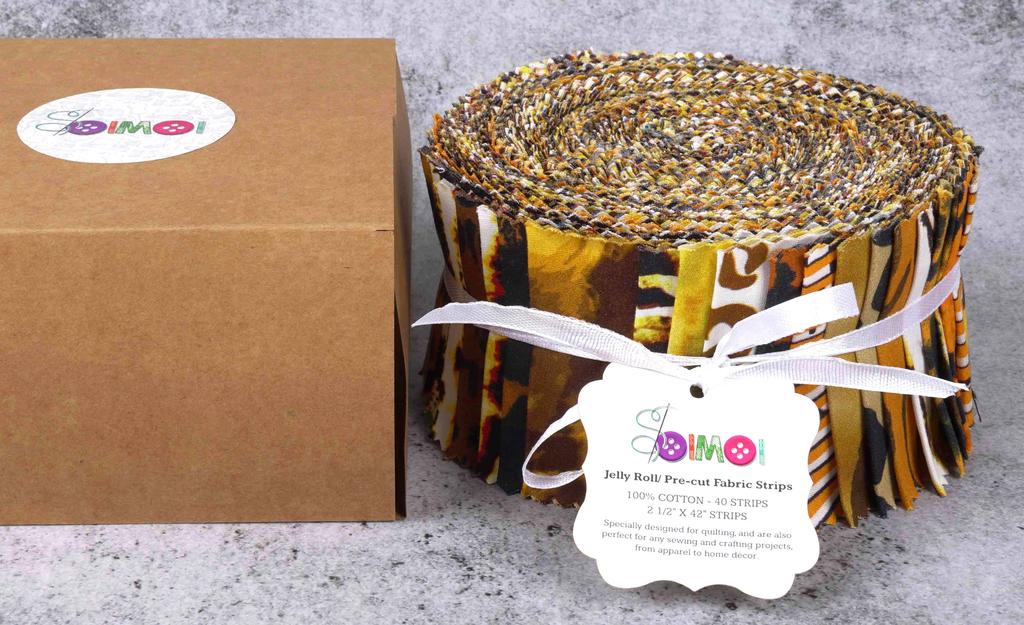 Soimoi 40 ks Bavlněné předřezané látky s potiskem zvířat na patchwork a řemesla, proužky 2,5 x 42 palců, Jelly Roll -