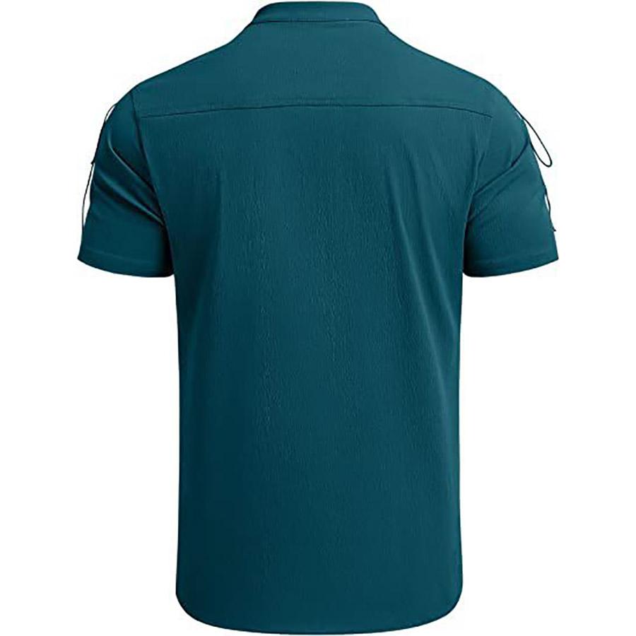 Men's Beach Shirt Short Sleeve Lace Up Hippie T-shirt Cotton Linen Bandage V-neck Pirate Shirts