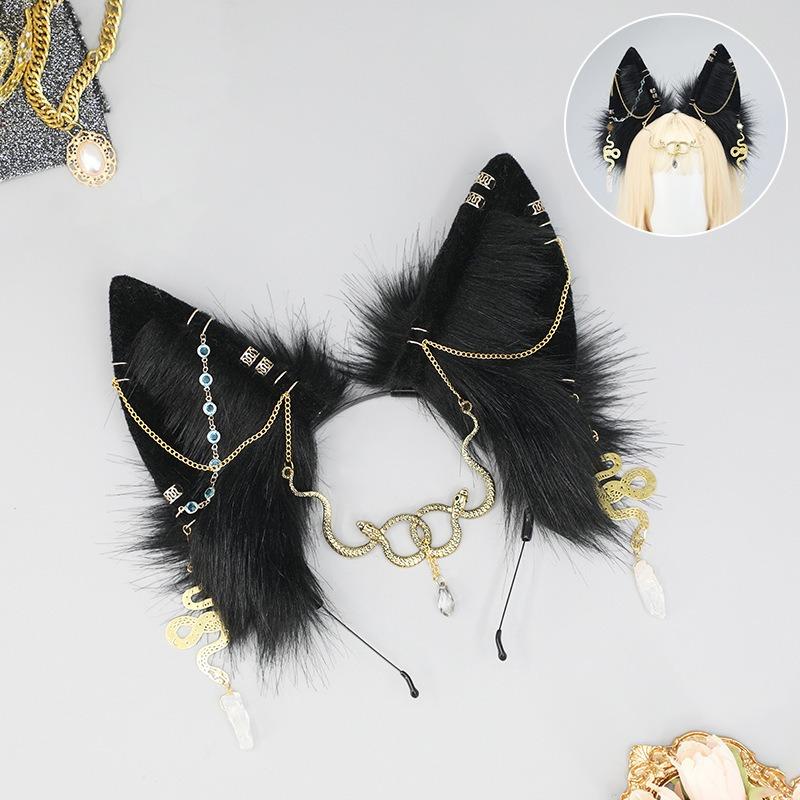 Dark Exotic Jackal Ears Headband Anubis Cos Headdress Exotic Jackal Ears KC