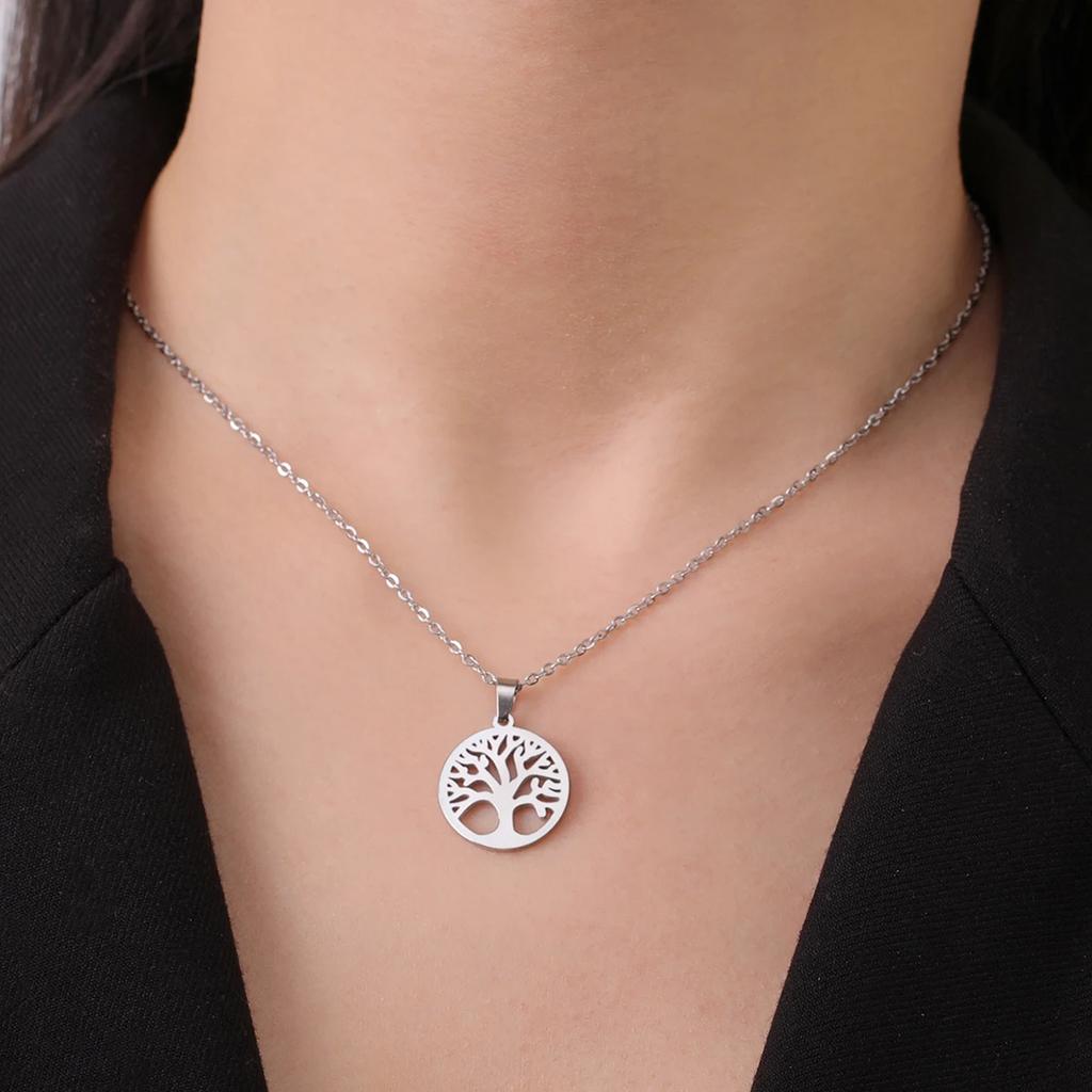 LIKGREAT Tree of Life Men Necklace Stainless Steel Talisman Amulet Choker Chain Necklaces Vintage Jewelry Gift