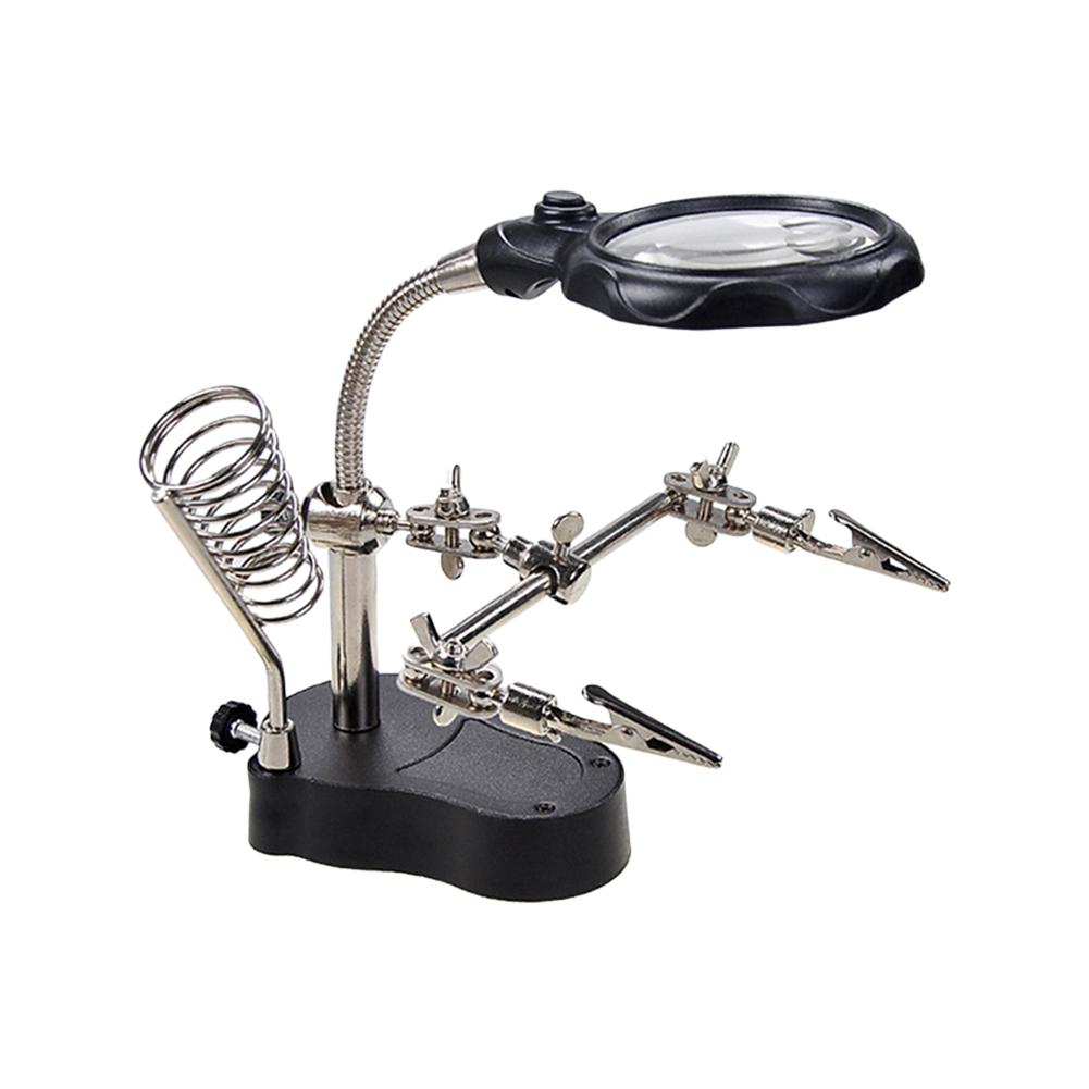 LED Light Magnifier Adjustable Support Multifunction Welding Magnifier Helping Repair Tools Non-slip for Maintenance Inspection