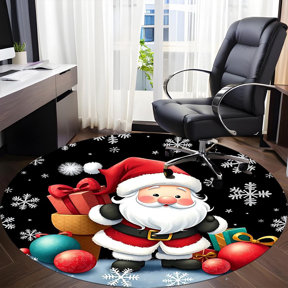 1pc Christmas Santa Claus Chair Carpet for Office, Round Non Slip Durable Large Size Office Carpet, Suitable for Office