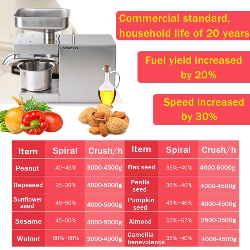 1500W Automatic Oil Press Machine 220/110V Oil Extractor Temperature Control Peanut Coconut Etc Oil Press Machine