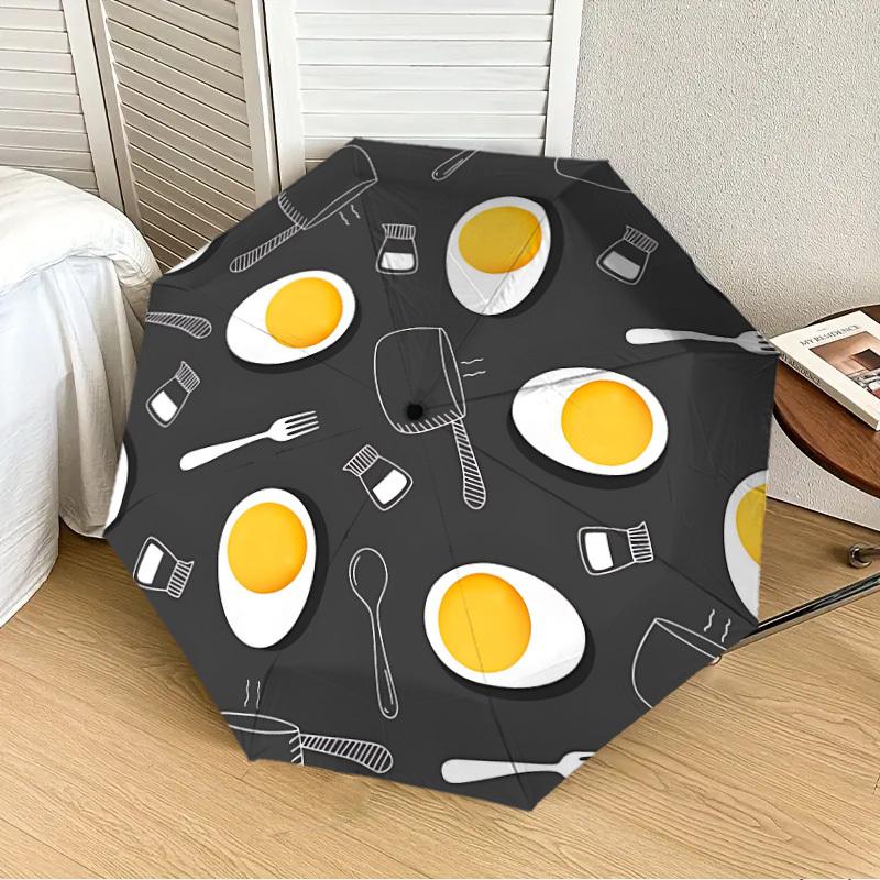 

1pc Egg Pattern Automatic Folding Umbrella, 8-Rib Durable Frame, Durable Foldable Design - Elegant Gift for Commute yy251210079