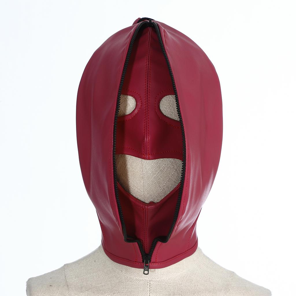 Máscara de Bondage de Cuero Ajustable para Hombres y Mujeres: Sudadera con Cremallera Completa y Capucha con Cierre de Cordones para Cosplay Gótico y Club