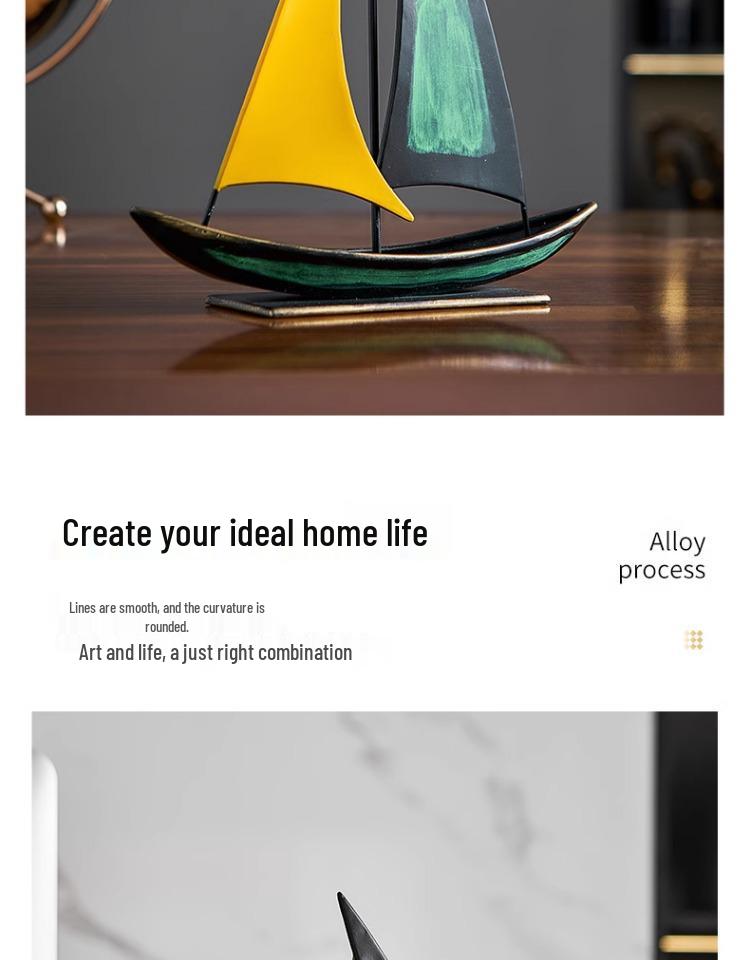 Retro Sailboat Model Ornament: Luxurious Decor for Living Room, Office, or Cabinet