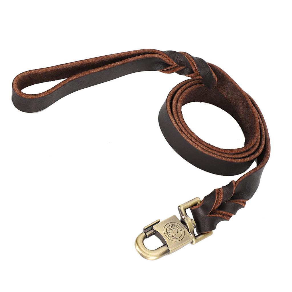 1pc Soft Leather Dog Collar & Leash In Braided Pet Chain (2.5 X 150cm)