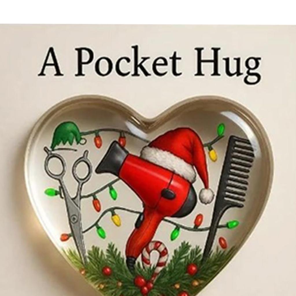 Mini Hairdresser Tools Heart Pocket Hug Token with Card Heart Shape Keepsake Hairdresser Gifts for Women Men Christmas Ornament