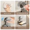 Strong Suction Cup Soap Dish Holders Sturdy Aluminum ABS Wall Mounted Draining Soap Box for Bathroom and Kitchen