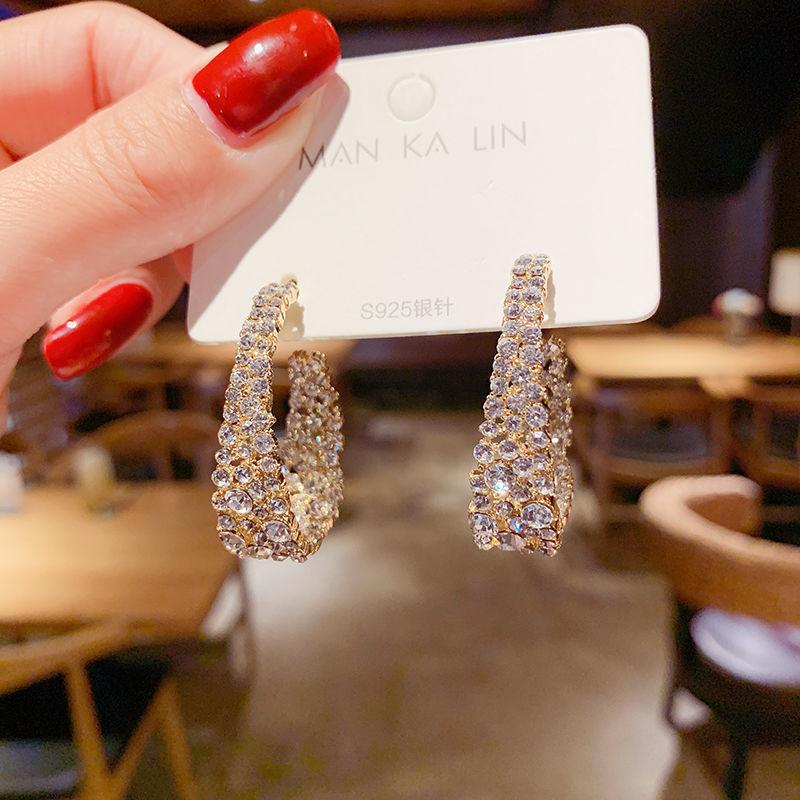 CAOSHI Luxury Gold Color Stud Earrings with CZ Crystal Stone Noble Temperament for Women Party Gift Jewelry Accessories  Sale