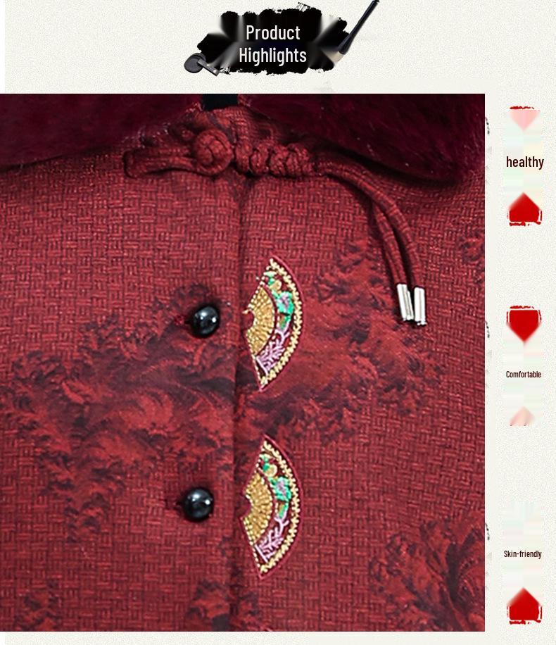 Plus Size Winter Fleece Jacket for Moms and Grandmas - Warm Cotton Coat for Mid-Aged and Elderly Women