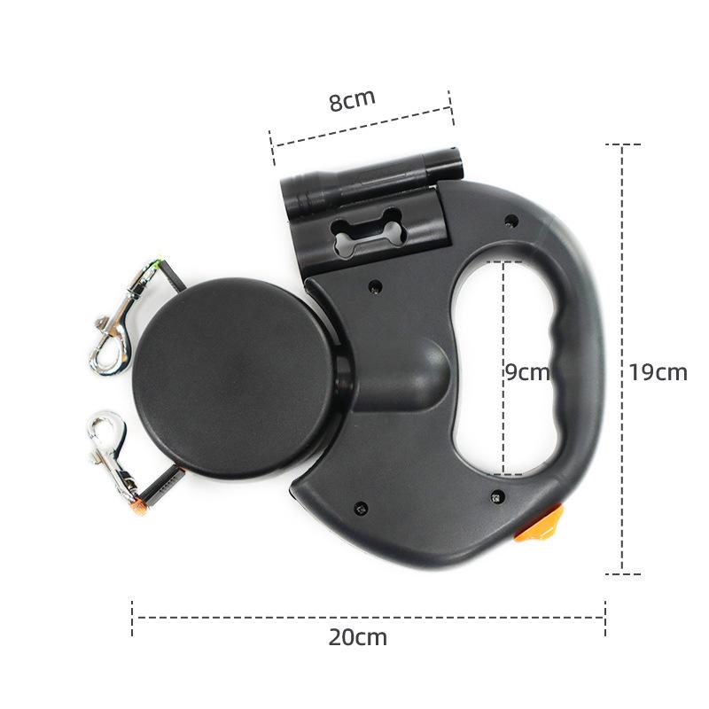 Pet Automatic Leash Double-ended Retractable Dog Chain One Drag and Two Pet Tractors Two-in-one Dog Walking Leash чёрный