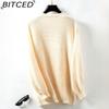BITCED Fall/Winter Casual Oversized Solid-Color Mid-Length Knit Cardigan Jacket for Women
