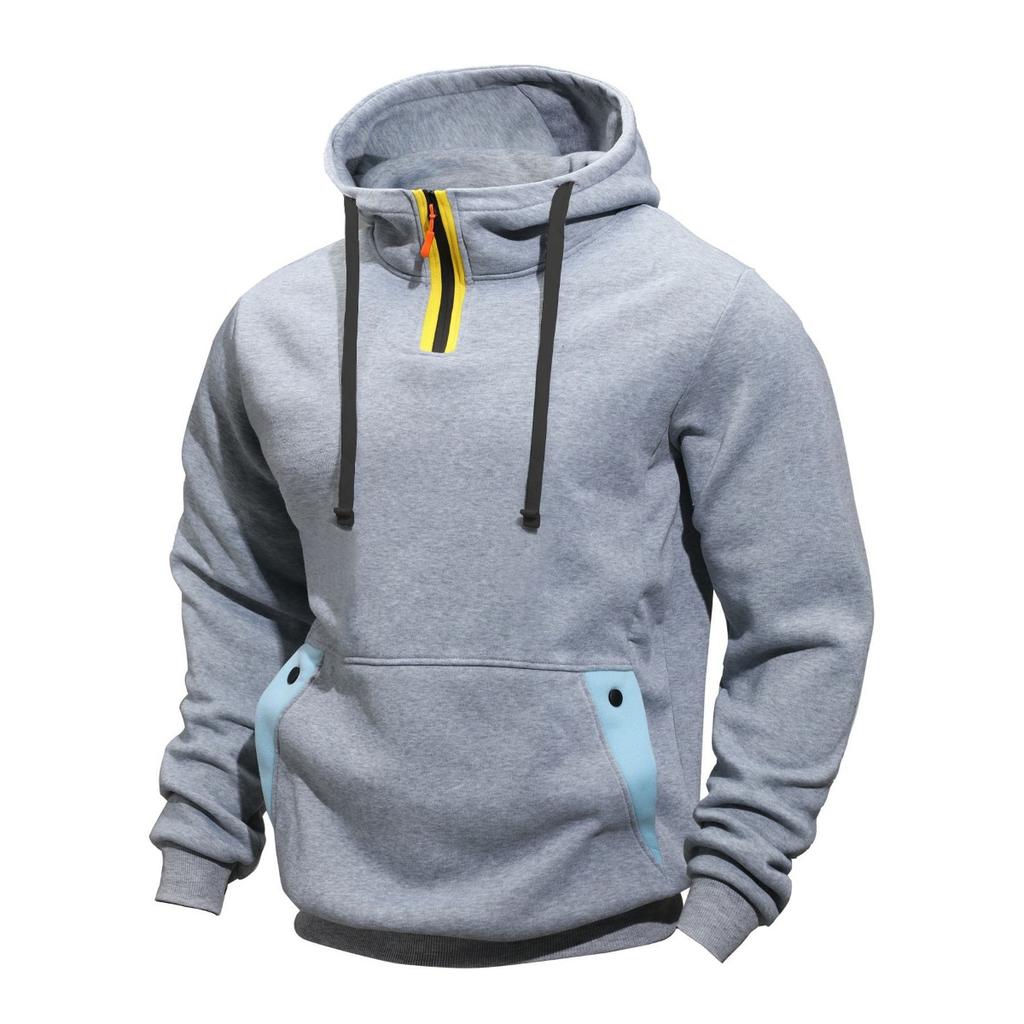Men's, Loose-fitting, Sweatshirts, Fleece Sweatshirts, Lapels, Hoodies, Casual, Patchwork Sweatshirts, Hooded Jackets