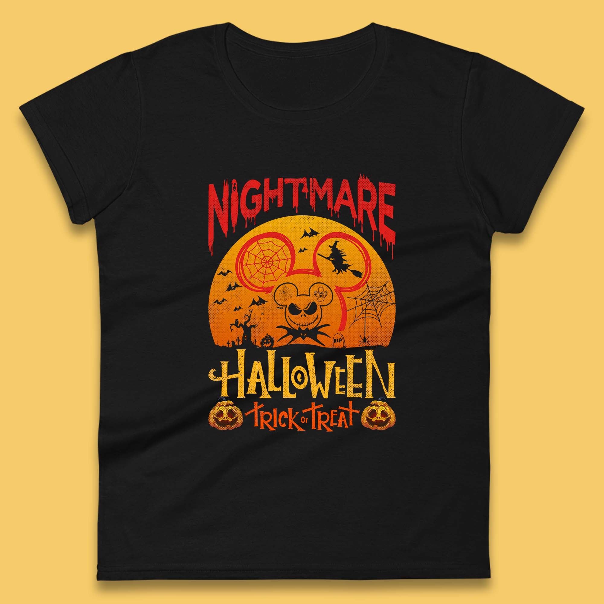 Halloween Trick Or Treat Womens T Shirt Mens Tops Tees Unisex Mickey Mouse Jack Skellington Top S