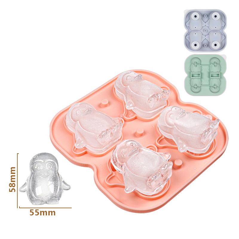 Penguin Shape Ice Tray Mold Non-Stick Reusable Ice Cubes Silicone Whiskey Ice Penguin Mold Kitchen Accessories