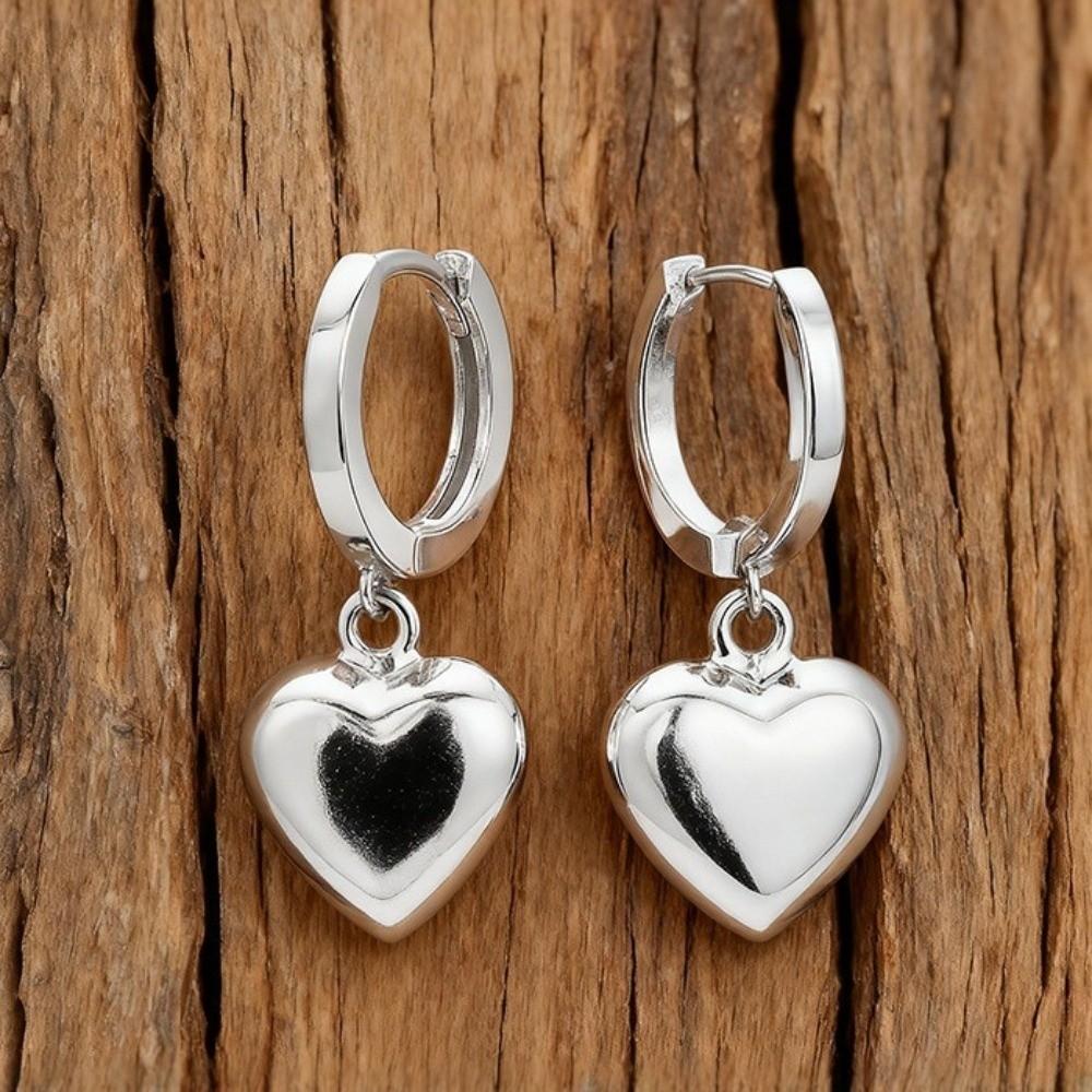 Zinc Zinc Alloy Heart-Shaped Earrings Minimalist Hoop Earrings Temperament Dangle Drop Earrings  Gift