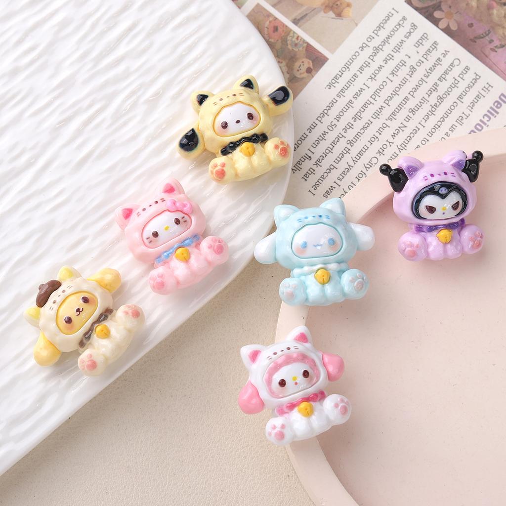 6 Pcs New Kawaii Cartoon Cute Bell Animal Resin Scrapbook Diy Jewelry Children Gift Hairpin Accessories A119