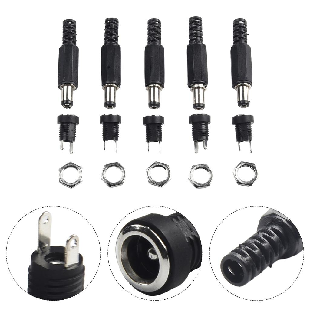 5 Pair DC 12V Male Female Socket Panel Mount Power Connector DC Power Male Female Socket Adapter Connector Tool