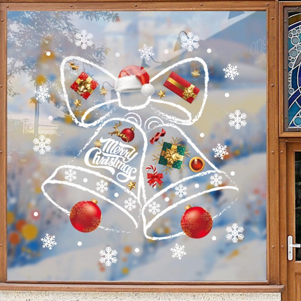 Waterproof Christmas Bell Window Clings Large Christmas Window Stickers  Glass Door