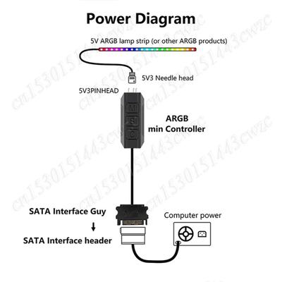 ARGB 5V 3PIN To SATA Interface Extension Cable Light Controller RGB Sync Controller Cable for PC Fan Light Strip
