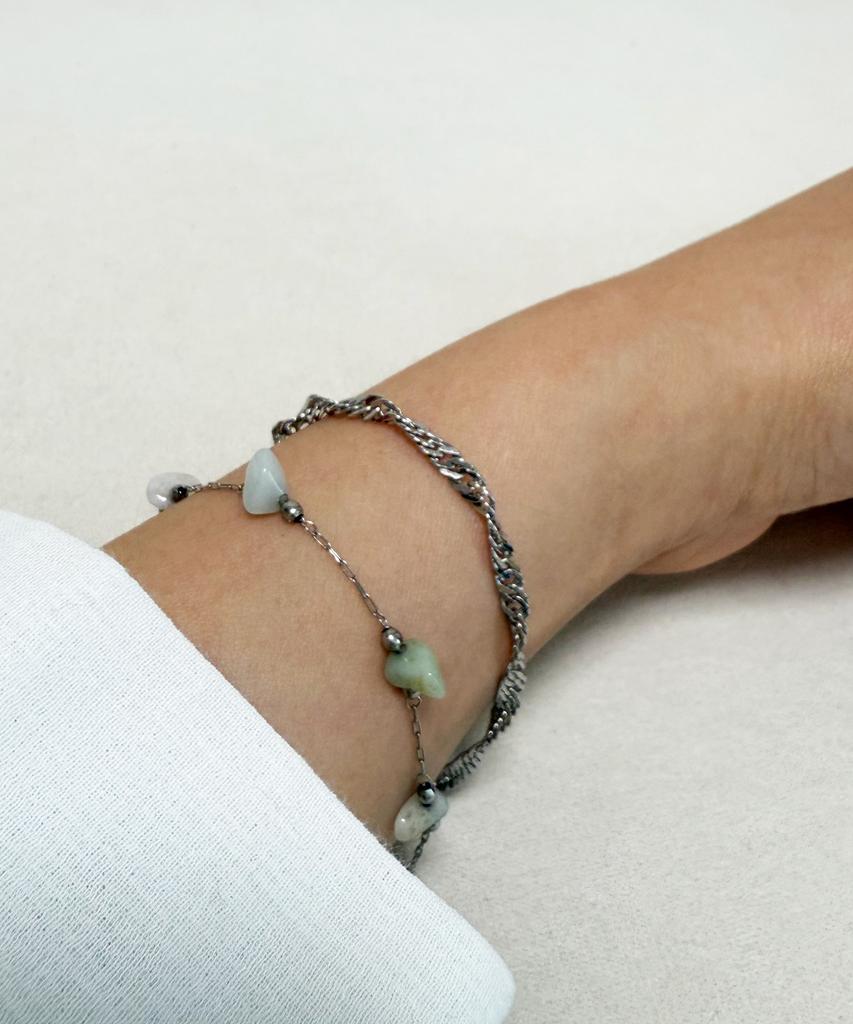 Monoflux Drift Stone Wave Double Chain Bracelet