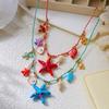 Y2K Colorful Starfish Fish Lobster Charm Necklace for Women Ceramic Rope Chain Ocean Boho Summer Jewelry Gift Party Accessories