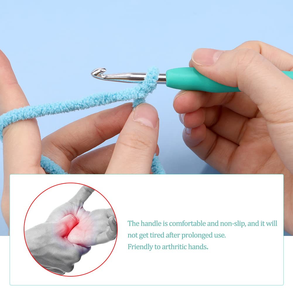 Fenrry 9pcs Knitting Tool  Soft Handle Aluminum Crochet Sweater Needle TPR DIY Craft Scarf Sewing Needles Knitting