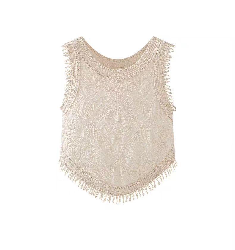 Niche Tassel Crochet Knit Sleeveless Camisole for Women - Summer 2026 Collection