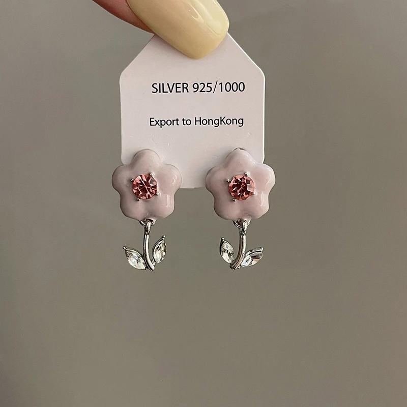 

Новый модный и индивидуальный дизайн, женские серьги с розовым цирконом и цветком