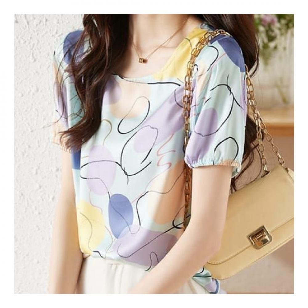 Navava Short Sleeve Blouse Round Neck Nb1314