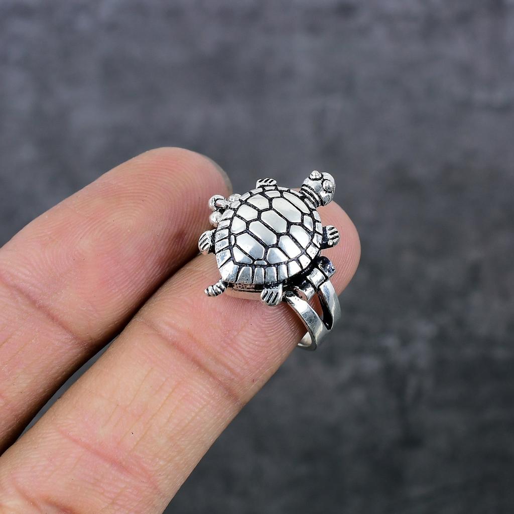 Jedový želví vzhled Ručně vyráběné mosazné šperky Prsten Velikost 8