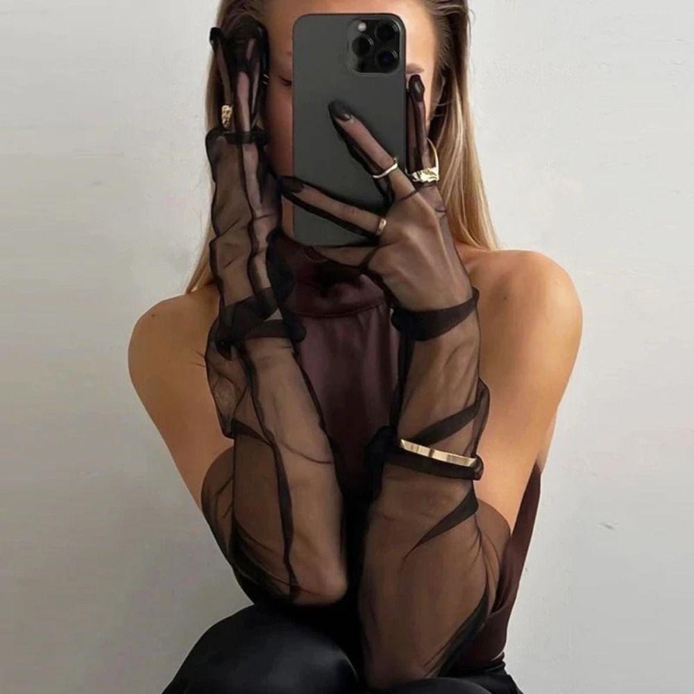 Ultra Thin Long Sheer Gloves Stretchy Wedding Bride Gloves Fashion Sunscreen Gloves  Party Dress