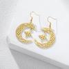 Celtic Knot Crescent Moon Dangle Earrings for Women Stainless Steel Filigree Moon Drop Earrings Wicca Pagan Witch Jewelry