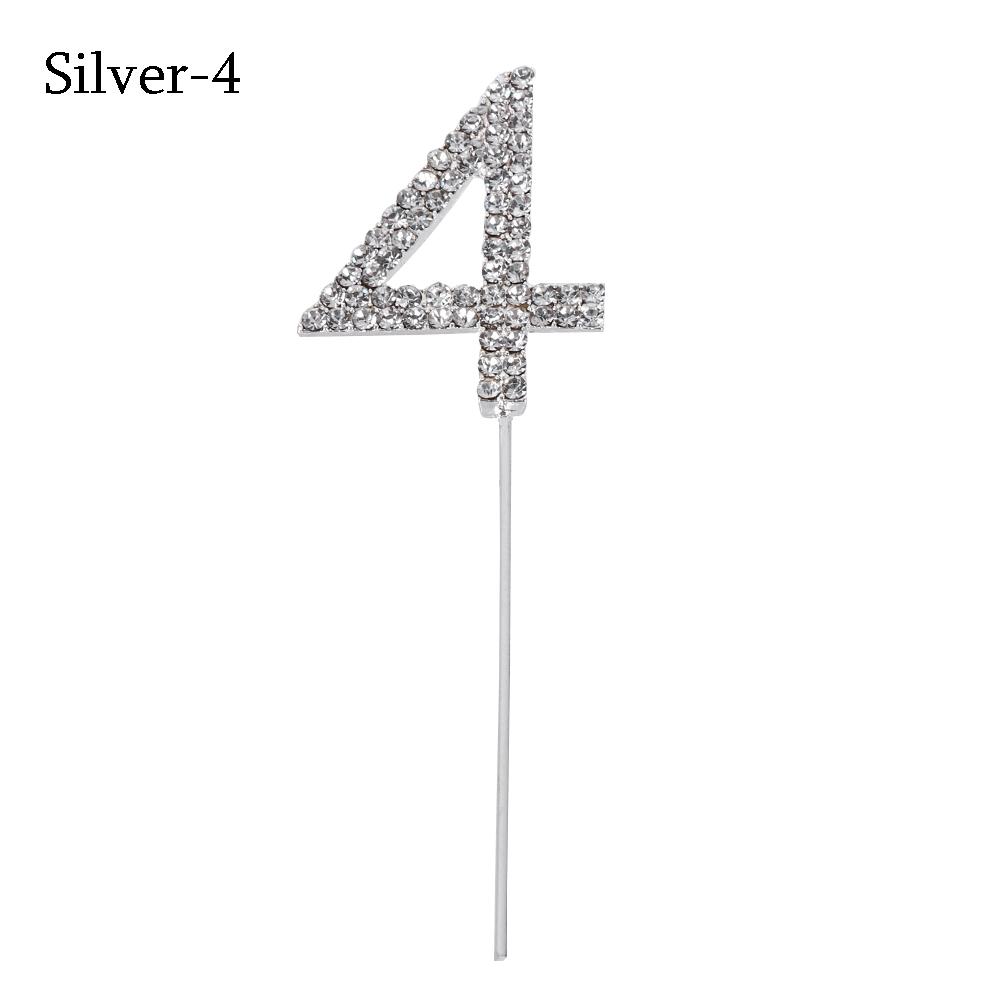 1PC Number"0-9" Cake Topper Gold Diamond-studded Cake Topper for Dessert Anniversary Birthday Party Decoration Wedding Supplies