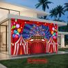 [2D Flat Banner] 1 Circus Red Tent Amusement Park Ferris Wheel Colored Balloons - Polyester Fiber Photography