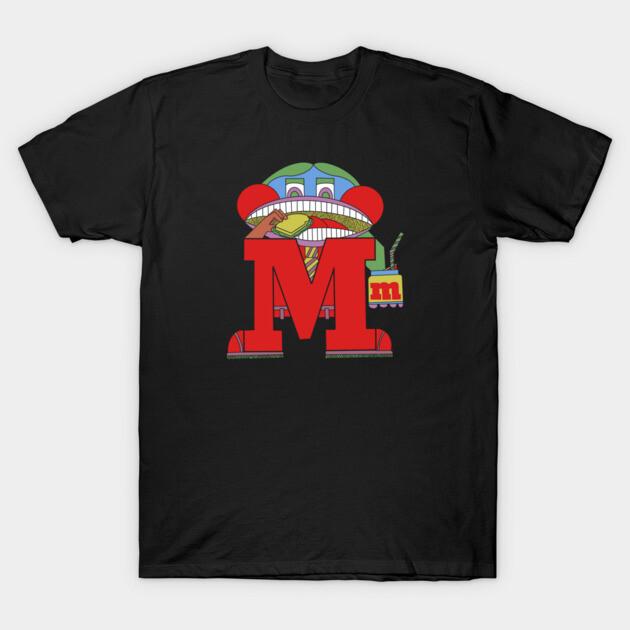 Asian Size Men Black Print T-shirt The Letter People: Mr. M No-Cut Print Cotton Tshirt