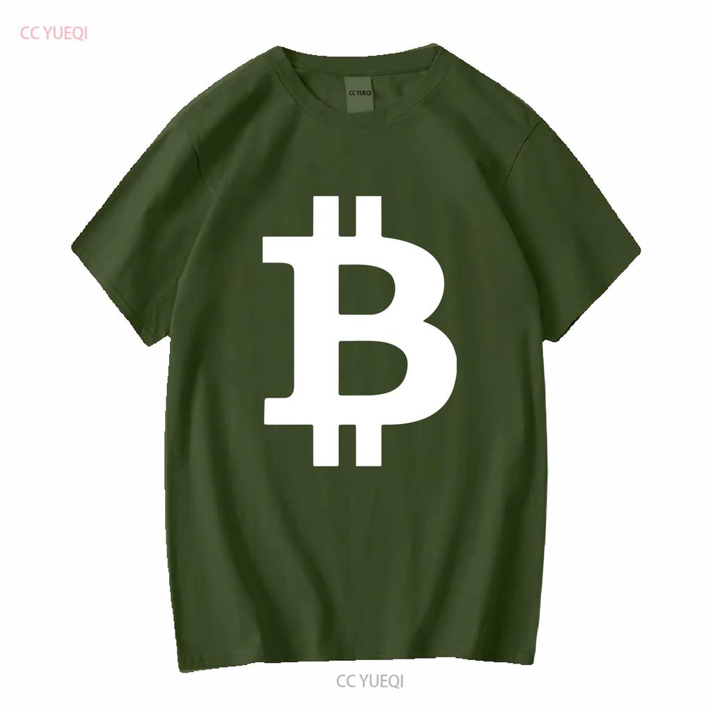 Bitcoin Logo T Shirt long or short sleeves vintage Washed homme Breathable Stretched Versatile Casual Slightly graphic