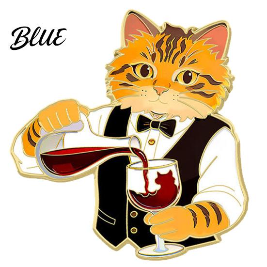 Enamel Animal Brooch Cartoon Red Wine Cat Brooch Kitten Lapel Themed Jewelry Pin Jackets Backpacks Clothes Decorative Accessory for Women Men Pin