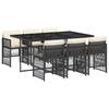 Vidaxl 7-Cz. Garden Furniture Set With Cushions, Black, Poly Rattan