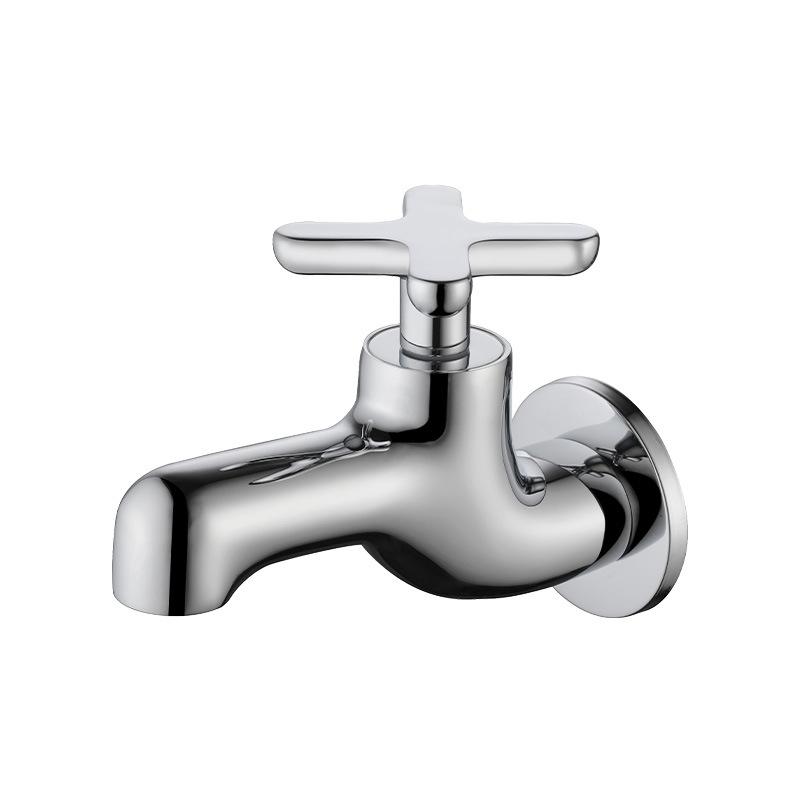 

Basin Faucet Gray Outdoor Garden Faucet Wall Moutned Brass Cross Handle Single Cold Mop Tap