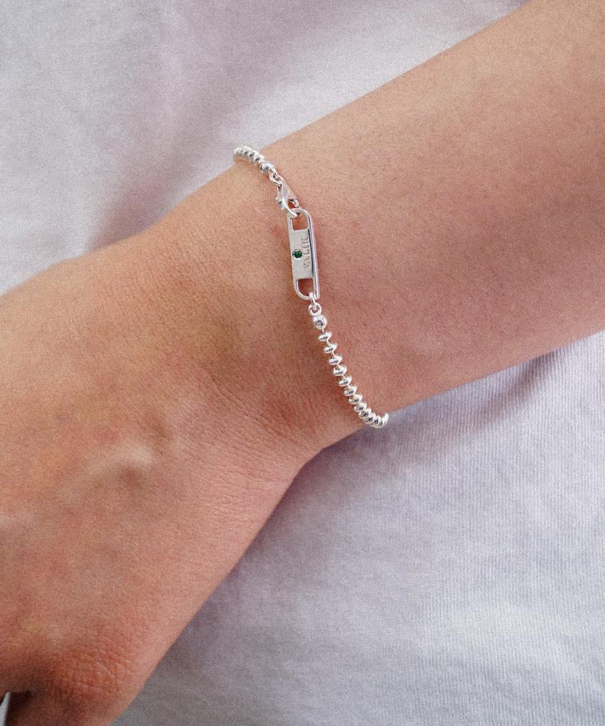 Valik [925 Silver] No.90 Green Tag Oval Ball Chain Bracelet