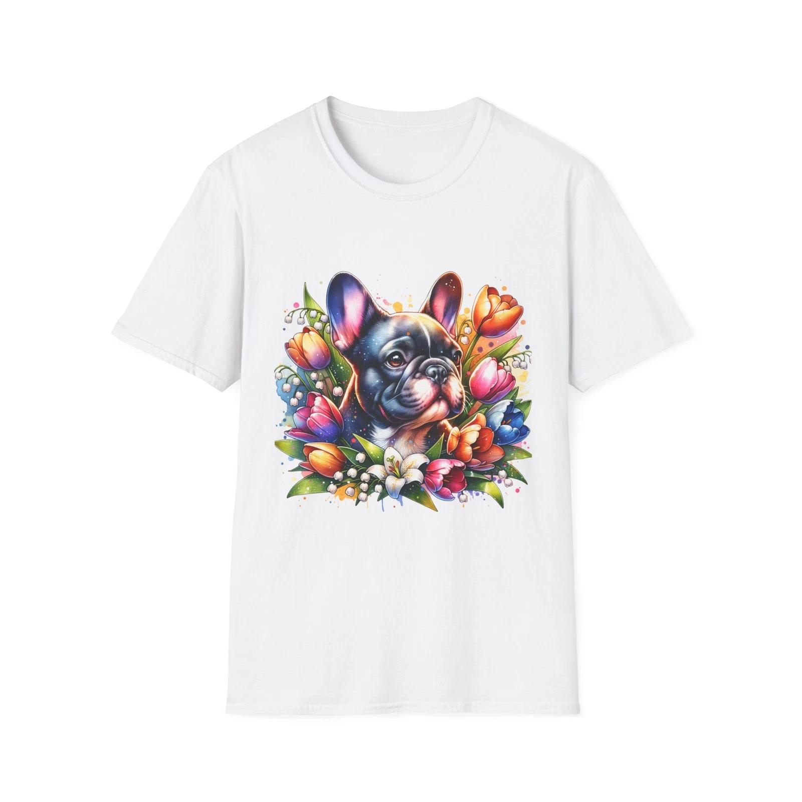 Floral French Bulldog Tee, Cute Dog Shirt, Pet Lover Gift, Spring Fashion, 2XL